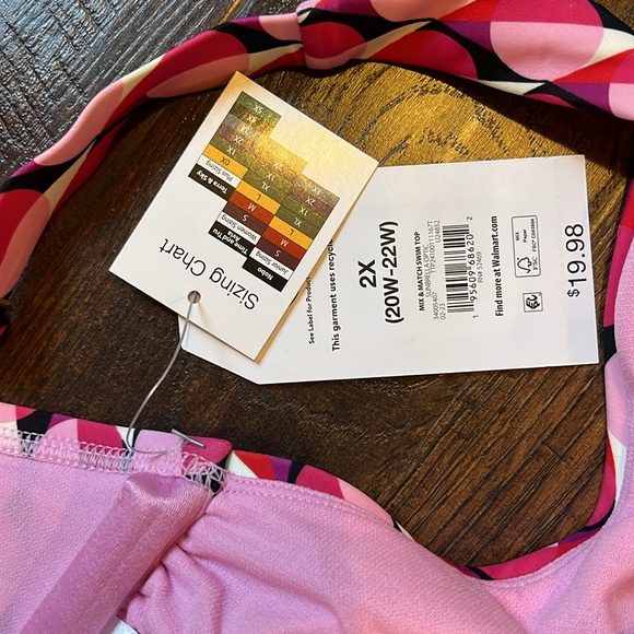 Time and Tru Women's 2X (20W-22W) Plus Size Geo Print V-Wire Bikini Swimwear Top - Picture 13 of 13